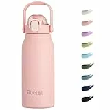 Autsel Edelstahl Trinkflasche mit Strohhalm 1.7L Flasche Große Trinkflasche aus Metall Outdoor Flasche BPA-freikanne für Camping Fitness