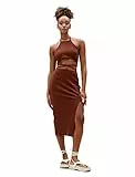 Koton Women Midi Cut Out Detail Halter Neck Slit Dress