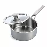 Merten & Storck Edelstahlkasserolle 20cm/2,9 Liter mit Deckel,professionelles Kochen,mehrfach beschichtet,Messmarkierungen,tropffreie Schüttränder,langlebiger deckel,Induktion,Ofen & spülmaschinenfest