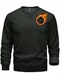 TACVASEN Pullover Herren Winter Sweatshirt Warm Baumwolle Arbeitspullover mit Taschen Thermo Sport Langarmshirt, Schwarz, XL