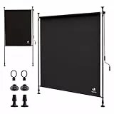 VOUNOT® Klemmmarkise Senkrechtmarkise 150x310 cm, Vertikalmarkise mit Handkurbel ohne Bohren, Ausziehbar Sichtschutz für Balkon, Garten & Terrasse, UV-Schutz & Wasserfest, Anthrazit