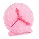 camelize Uhr Lernen,Kinder Lernspiel Uhr,Zeitunterrichts- und Demonstrationsuhrmodell, Lernressourcen für Kinder in der frühen Bildung, 4 Zoll 12/24 Stunden ab 4 Jahren(Rosa)