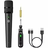 TONOR 2.4G Mikrofon Kabellos, wiederaufladbares Funkmikrofon Set mit 6,35/3,5 mm Empfänger, 15 m Reichweite Kabelloses Mikrofon für Gesang, Hauspartys, Geburtstage, TW-210