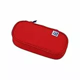 Oxford Federmäppchen für Mädchen und Jungen, oval, mit Stiftehalter, langlebig, rot