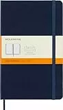 Moleskine Klassisches Notizbuch, Liniertes Notizbuch, Hardcover und Elastischer Verschluss, Saphirblaue Farbe, Großes Format 13 x 21 cm, 240 Seiten