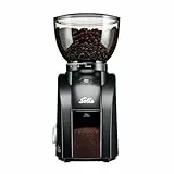 Solis Scala Zero Static Kaffeemühle mit Kegelmahlwerk, Elektrische Kaffeemühle mit 24 einstellbaren Mahlgraden, Coffee Grinder mit 300 g Bohnenbehälter, ZERO STATIC-Technologie, Schwarz