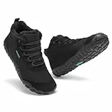 SAGUARO Barfuss Schuhe Damen Winter Barfußschuhe Winterschuhe Gefüttert Winterstiefel Wasserabweisend Winterboots Schneeschuhe für Winterspaziergänge & Leichte Wanderungen Schwarz, Gr.39