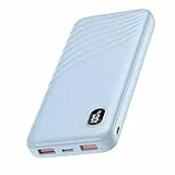 Thunelec Power Bank, 22,5W Powerbank 10000mAh (USB-C Input & Output)PD QC 3.0 Slim Tragbares Ladegerät, LED Anzeige Externer Handyakkus, Klein Aber Stark Externer Akku für Smartphone Tablet Dunkelblau
