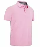 geeksport Poloshirt Herren Kurzarm Atmungsaktive Golf Tennis Shirt Sommer Casual Sport Tshirt Männer Meliert Business Polohemd Regular Fit(Rosa-0169-L)