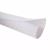 Alex Tech 6mm-3.1m selbstschließend Kabelschlauch gewebter Kabelmantel Kabelschutz zuschneidbar Weiß Für TV Computer Heimkino Automobilkabel zu Hause und im Büro