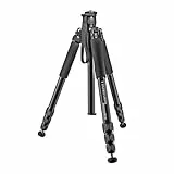 Mantona Wolverine L 284 Kamerastativ Aluminium, Fotostativ bis 15 kg, höhenverstellbar bis 166 cm, Stativ mit Spikes, Libelle, LED Lampe, als Dreibein und Einbein-Stativ nutzbar