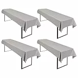 4 Stück Hellgrau Biertisch Tischdecke 250 x 100cm Wasserfester Polyester Glattgewebtes Biertischtuch Innen und Außen Universelles Tischtuch Fleckenfest Einfach zu Reinigen