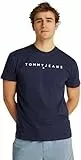 Tommy Jeans TJM Reg Linear Logo Tee EXT Kurzarm-T-Shirt, Herren, Blau (Dark Night Navy), L