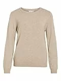 Vila Damen Strickpullover Rundhalsausschnitt O-Neck L/S Knit Top,Natural Melange,L