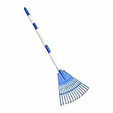 Laubrechen 14-Zinken Fächerförmig,Rasenrechen Mit Langem - Mit Ergonomischem Griff Für Garten Landschaft Camping Outdoor Rasen