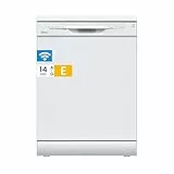 Midea SF 3.60NW PRO Geschirrspüler 60cm Freistehend und Unterbaufähig, 14 Gedecke, Spülmaschine mit WLAN, 6 Programme, 3/6/9h Startzeitvorwahl, 47 dB, Weiß