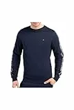 Tommy Hilfiger Herren Sweatshirt ohne Kapuze, Blau (Navy Blazer), L