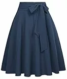 Belle Poque Damen Swing Rock 50s Retro Vintage Rockabilly Knielang Festliche Röck mit Gürtel Faltenrock Bp561-12 XXL
