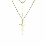 VASSAGO Glaube Kreuz Halskette für Frauen Jesus Kreuz Anhänger Halskette für Männer Frauen Christliche Religiöse Schmuck Geschenke (Gold)
