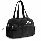 SciFiVisi Reisetasche Sporttasche Damen, 24L Puffer Reisetasche Wasserabweisend Tascheweekender Damen Gym Tasche Krankenhaustasche Kliniktasche Geburt Für Fitness Urlaub Camping, Schwarz
