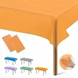 Segus Halloween Tischtuch, 2 Stück 137 * 274 Einweg Tischdecke, Plastik Tischdecken, Geburtstag Tischdecke, Partytischdecken, für Festliche Tage, Party, Kindergeburtstag (Orange)
