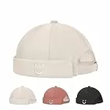 Minicloss Verstellbar Cotton Docker Cap - Herren und Damen Brimlose Hut mit Roller Cuff - Baumwolle Hafenmütze
