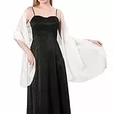 iSpchen Chiffon Stola Schal Sheer Chiffon Tücher und Wraps für Abendkleider, Damen Schal Stola Halstuch Tuch aus Chiffon für Frühling Sommer Ganzjährig Hochzeit Braut Schultertuch,Cremefarben