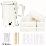 KEARLGMBH Kerzen Selber Machen Set, DIY Kerzenherstellung Kit für Erwachsene Anfänger Kinder mit 8 * 60g weiße Wachswürfel,100*Docht,Zauberpapier,Kerzendocht,DIY Sojawachs Kerzen Kit
