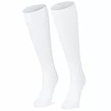 CityComfort Kniestrümpfe Damen Herren, Lange Baumwollsocken Einfarbig, Klassische Alltagssocken, Geschenke für Frauen und Männer (Weiß, 37-40)