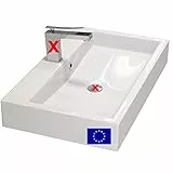 MYLAVABO Design Waschbecken 70cm zur Wandmontage oder als Aufsatzwaschbecken | Farbe: Weiss | 70x42cm | Material: hochwertiges Mineralguss | Made in EU | hochwertig verarbeitet