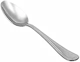 Amazon Basics Esslöffel aus Edelstahl, spülmaschinenfest, mit Perlenrand, große Esslöffel, 19,6 cm, 12er-Pack, Silber
