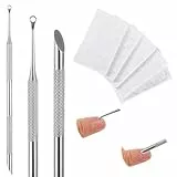 TIESOME Doppelendig Nagelhautschieber, Nagelhautentferner mit 10 Sandpapier Cuticle Pusher Remover Nagellack Entferner Profi Nagelhautschneider Werkzeug für Maniküre und Pediküre(Silber)