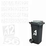 com-four® 32-teiliges Aufkleber-Set für Mülltonnen - Klebezahlen Beschriftung für Hausnummern - Markierung von Mülltonne, Briefkasten - Etiketten für Außen & Innen (032 Stück - Mülltonnen-Etiketten)