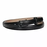 XZQTIVE Schwarzer Skinny Gürtel für Frauen Jeans dünne Leder Taille Gürtel mit schwarzem Metall Prong Schnalle