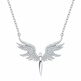 ARHZ Kette Damen Aus Edelstahl - Halskette Damen - Kette Silber Damen - Halskette Mit Anhänger Aus Edelstahl - Halskette Mit Engelsflügel-Anhänger - Geschenk Für Mutter, Frau, Freundin