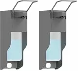 OVAS HOO Desinfektionsspender Wand Aluminium Seifenspender Wandbefestigung 500 Ml Eurospender Mit Ellbogendruck Für Desinfektionsmittel Und Handseifen, Grau Seifenspender (Packung mit 2)