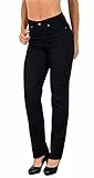 ESRA Damen Hose Straight Leg Hose High-Waist Damen Regular Stretch Stoffhose Business-Hose bis Übergröße Große Größe T101