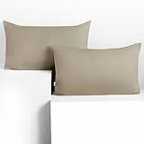 DecoKing 2 Kissenbezüge 50x60 cm Jersey 100% gekämmte Baumwolle Reißverschluss Cappuccino Amber