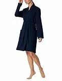 Schiesser Damen Bade-und Saunamantel-Waffel Pique Bademantel, dunkelblau_178411, M