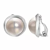 JOLCHIF Große Knöpfe Clip Ohrringe Damen Perle Silber 18 Karat Weißgold Plattiert Statement Klipp Ohrringes Groß Perlen Modeschmuck Für Damen