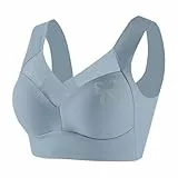 BH Damen Ohne Bügel V-Ausschnitt Weicher Sport BHs Bequemer Büstenhalter Klassische Einfarbig Bra Nahtloser Push-Up-BH Atmungsaktiv Stretch Damen-BHs Klassisch Leichte Dessous (Light Blue, XXL)