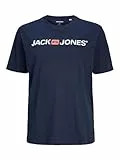 JACK & JONES Herren Designer Rundhals T-Shirt JJECORP Logo Übergrößen Kurzarm Jersey Plus +Size Shirt, Farben:Navy, Größe:7XL