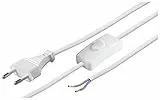 Goobay 51349 Netzkabel 2 polig Stecker mit Schalter offene Kabelenden & Eurostecker Stromkabel 2 polig Kabel mit Stecker & Schnurschalter Weiß 1,5m
