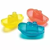 Playgro Badeboote 3er Set – Buntes Wasserspielzeug für Babys ab 6 Monaten, Fördert Motorik & Sinne – Schwimmende Boote für Badewanne, Pool & Strand, BPA-frei