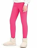 Auranso Thermo Leggings Mädchen Kinder Thermoleggings Gefütterte Winter Baumwolle Warme Dick Rose 146-152