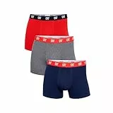 CR7 Cristiano Ronaldo Baumwoll-Badehose für Herren, Packung mit 3, Rot, Marine, Grau, 2XL