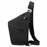 CHAMAIR Anti-Diebstahl-Umhängetasche – Damen & Herren Reise-Brusttasche für Arbeit & Outdoor, Schwarze rechte Schulter, Zeitgenössisch