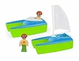 Lena Set Boaties Segelboot und Sportboot 17 cm, mit Zwei Spielfiguren im coolen Surfer-Look, Indoor und Outdoor geeignet, für Kinder ab 2 Jahren