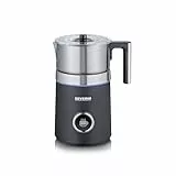 SEVERIN SPUMA 700 Plus Induktions-Milchaufschäumer, 13 Programme, OLED-Display, LED-Lichtring mit Statusanzeige, einfache Reinigung, Barista-Ausgusszotte, Edelstahl-gebürstet, schwarz, SM 3587