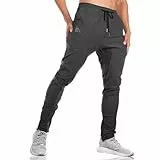 BROKIG Gym Jogginghose Sporthose Herren Lang mit Doppeltasche, Baumwolle Trainingshose Herren Fitness Slim Fit Hose (Dunkelgrau,L)